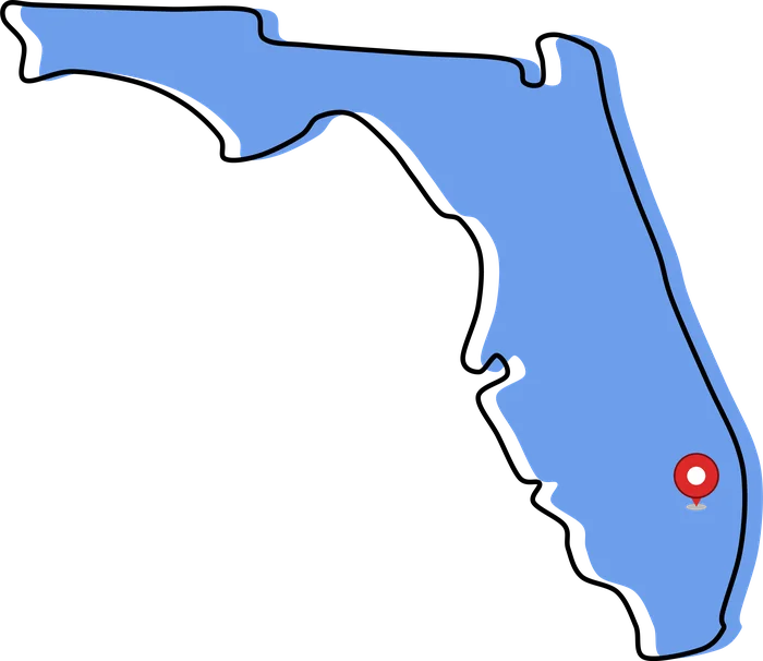 Map of Florida marking JR Copier's Broward County service area